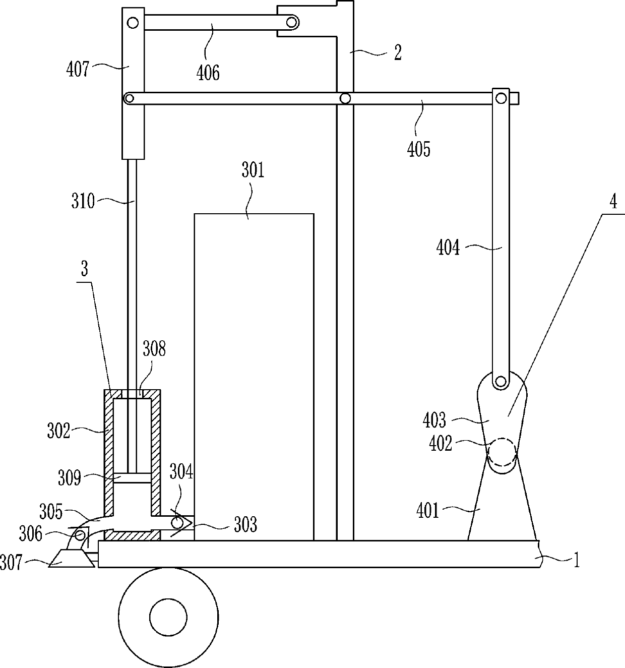 A construction ground marking machine