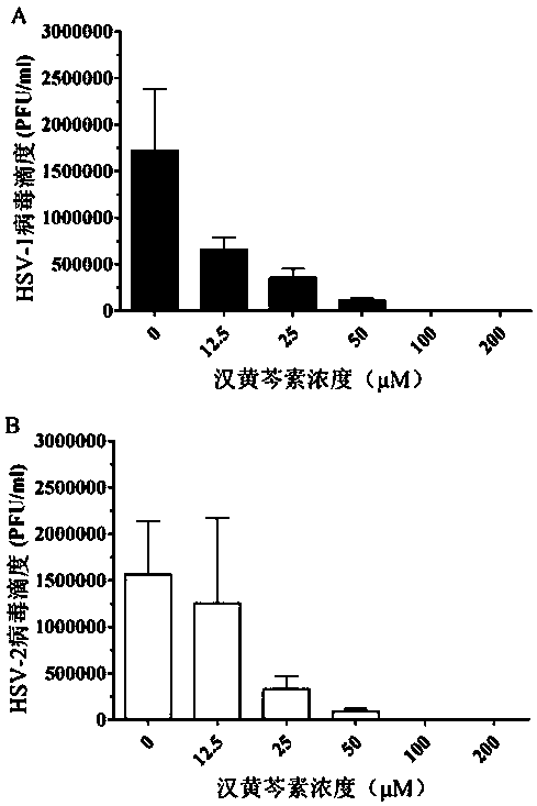 Application of wogonin in preparing medicine for resisting herpes simplex virus