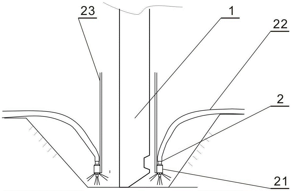 Method for carrying out settlement of underground wall structure by means of high-pressure water guns