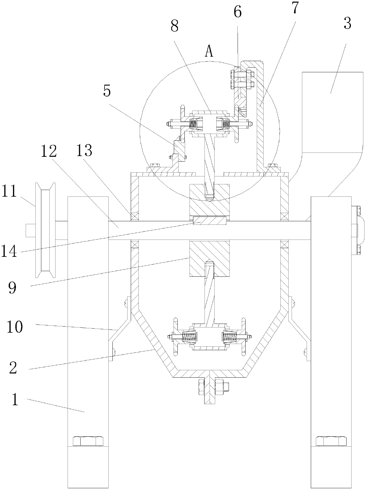 Rotary peanut shelling device for seeds