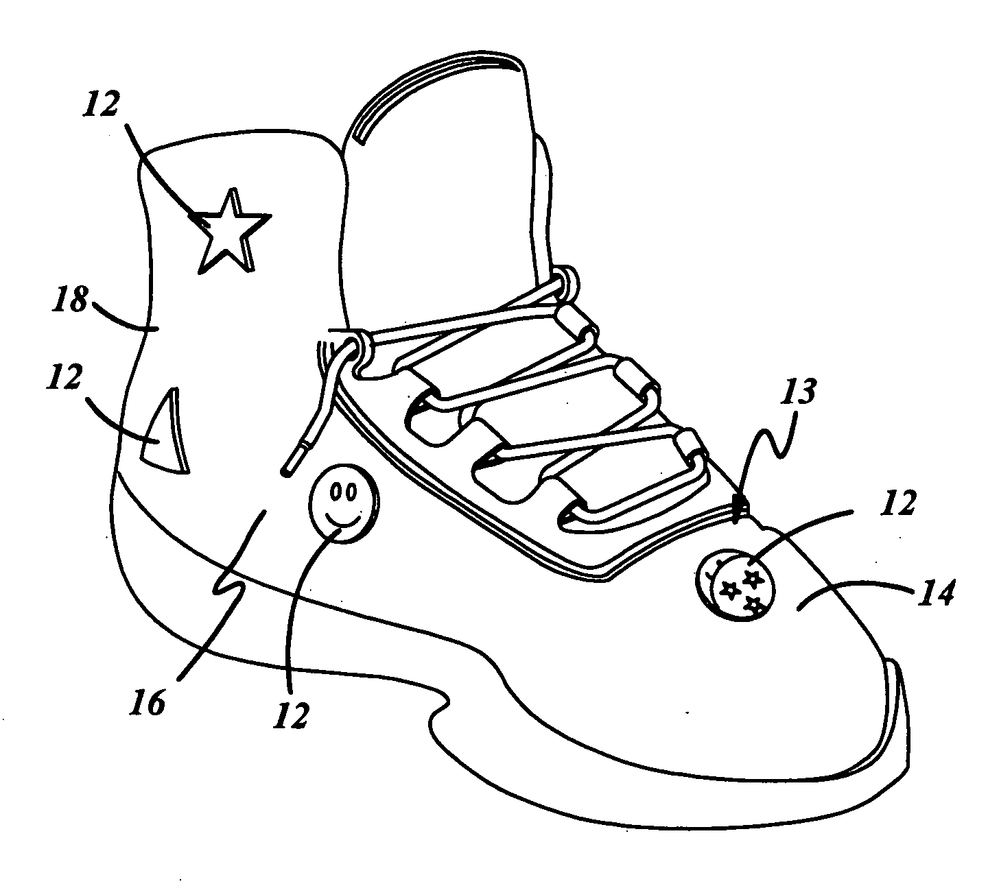 Shoe with detachable ornamentation