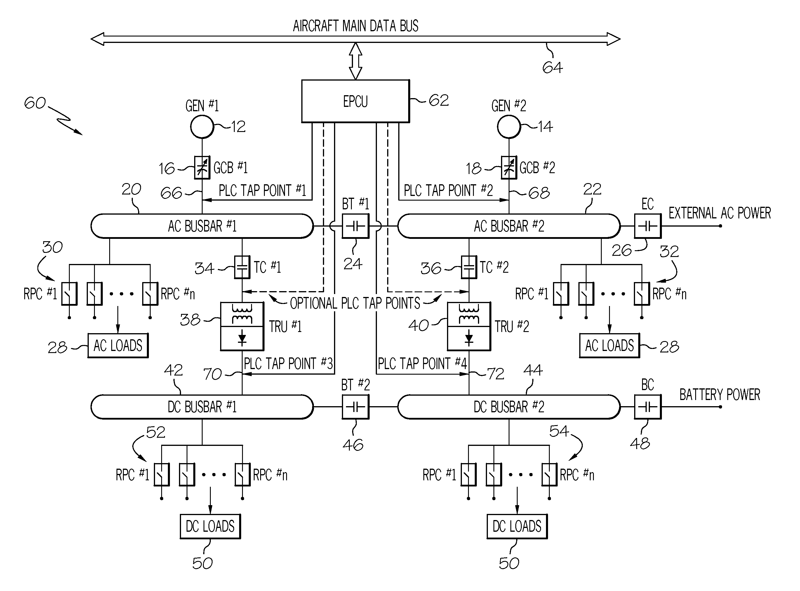 Power line communication based aircraft power distribution system with real time wiring integrity monitoring capability