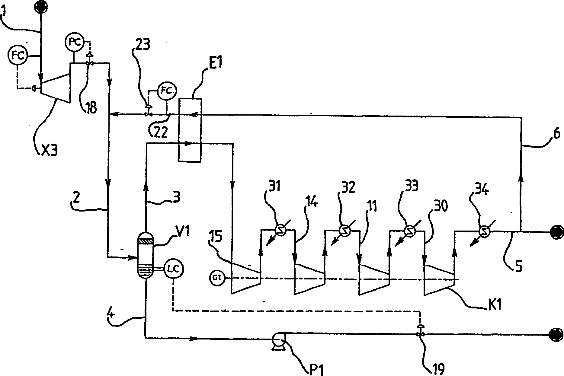 Method for refrigerating liquefied gas and installation therefor