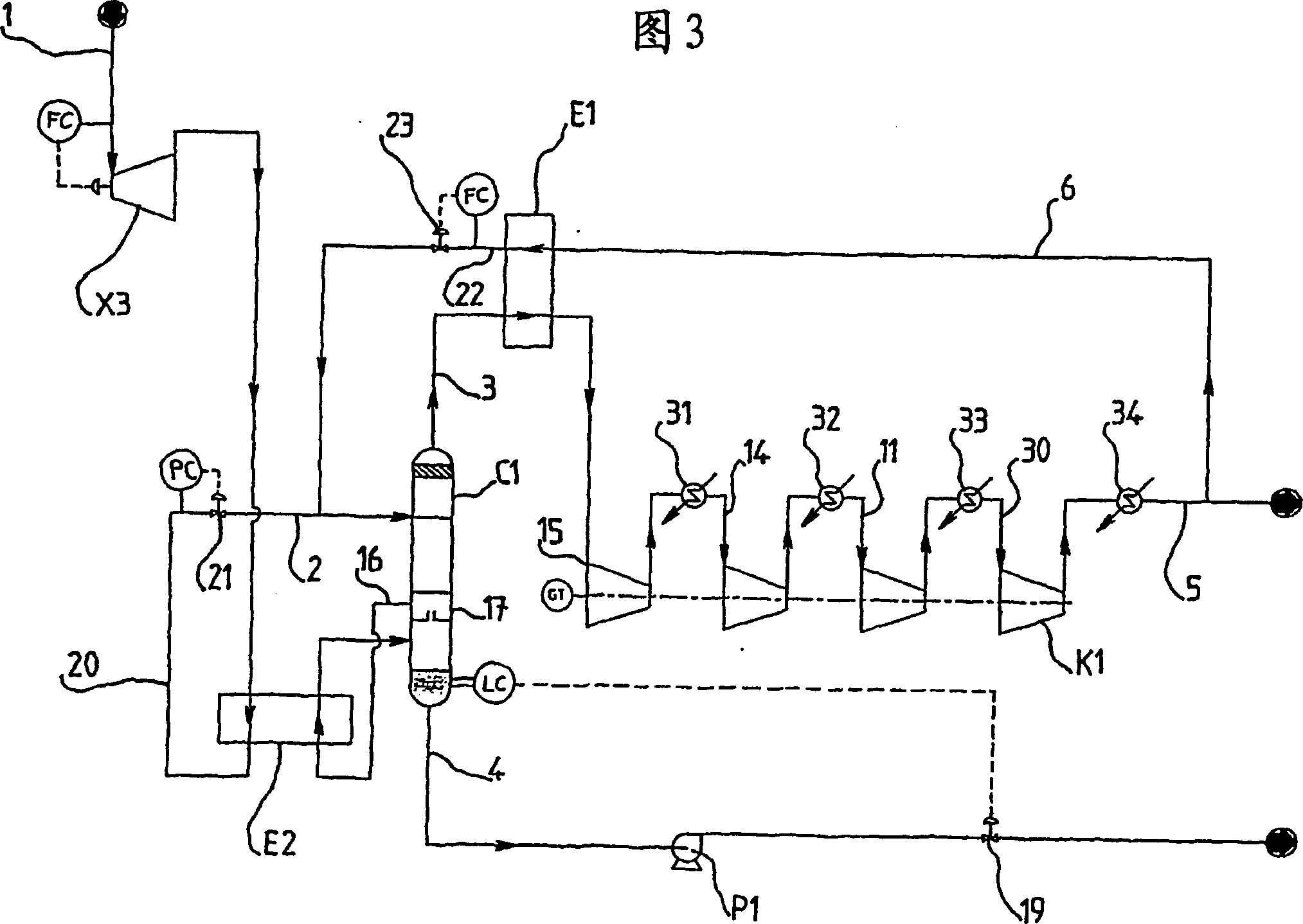 Method for refrigerating liquefied gas and installation therefor