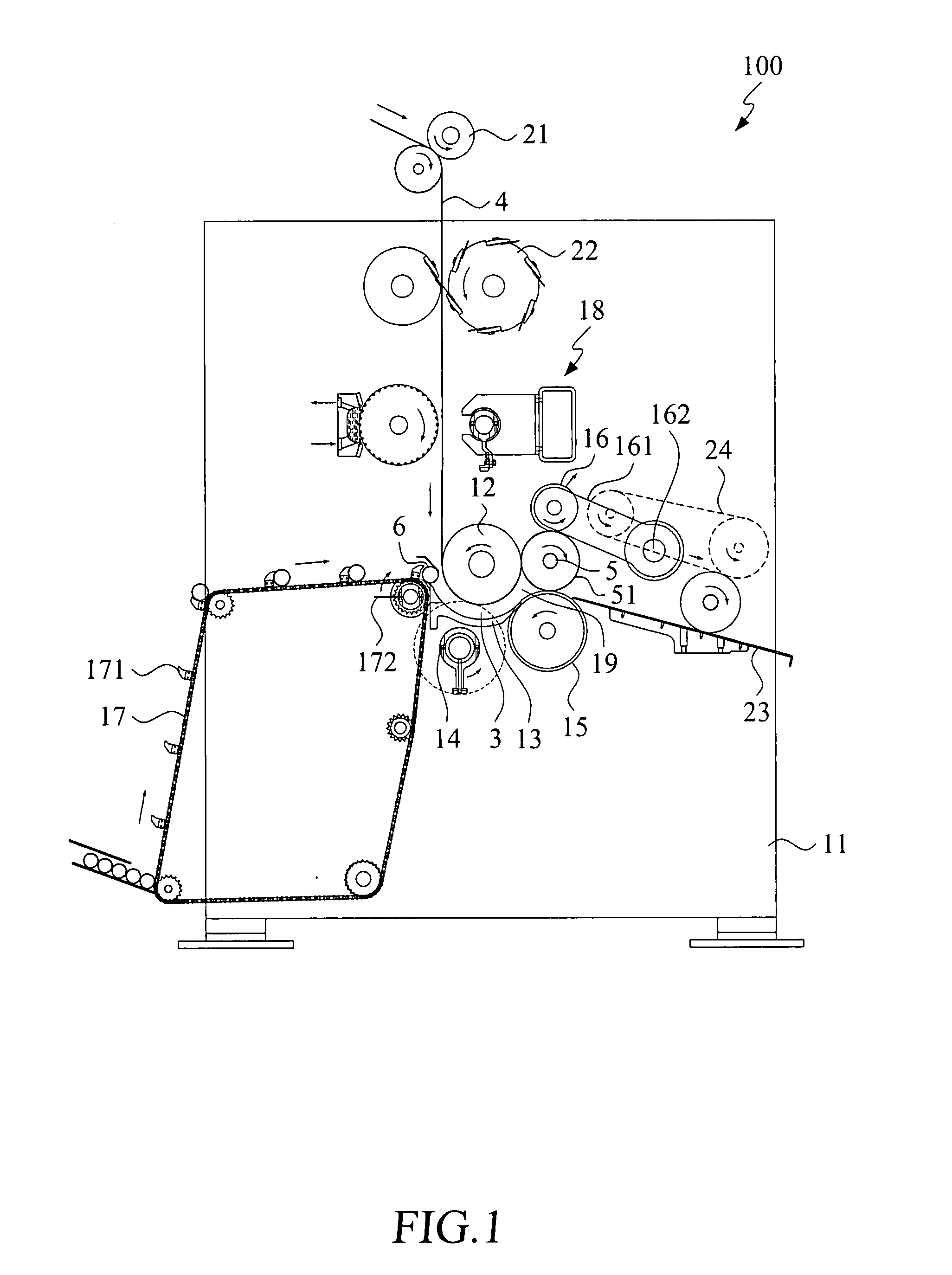 Web separator with reverse rotation mechanism for tissue paper winding machine