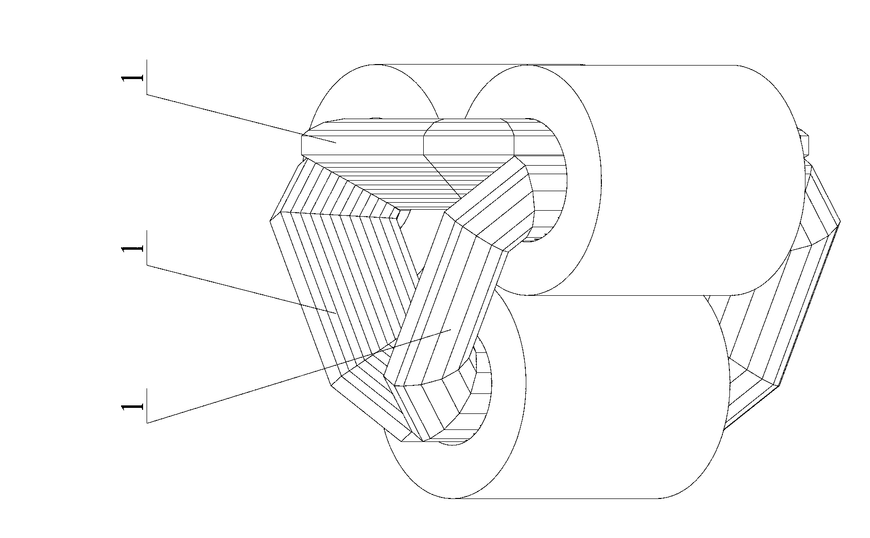 Three-phase stereoscopic fracture-type rolled iron core