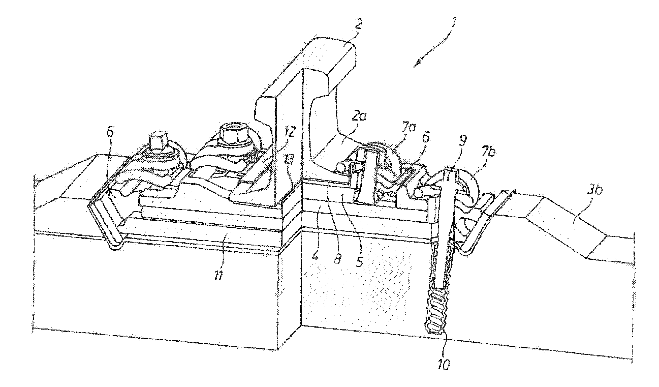 Rail attachment system for junction areas