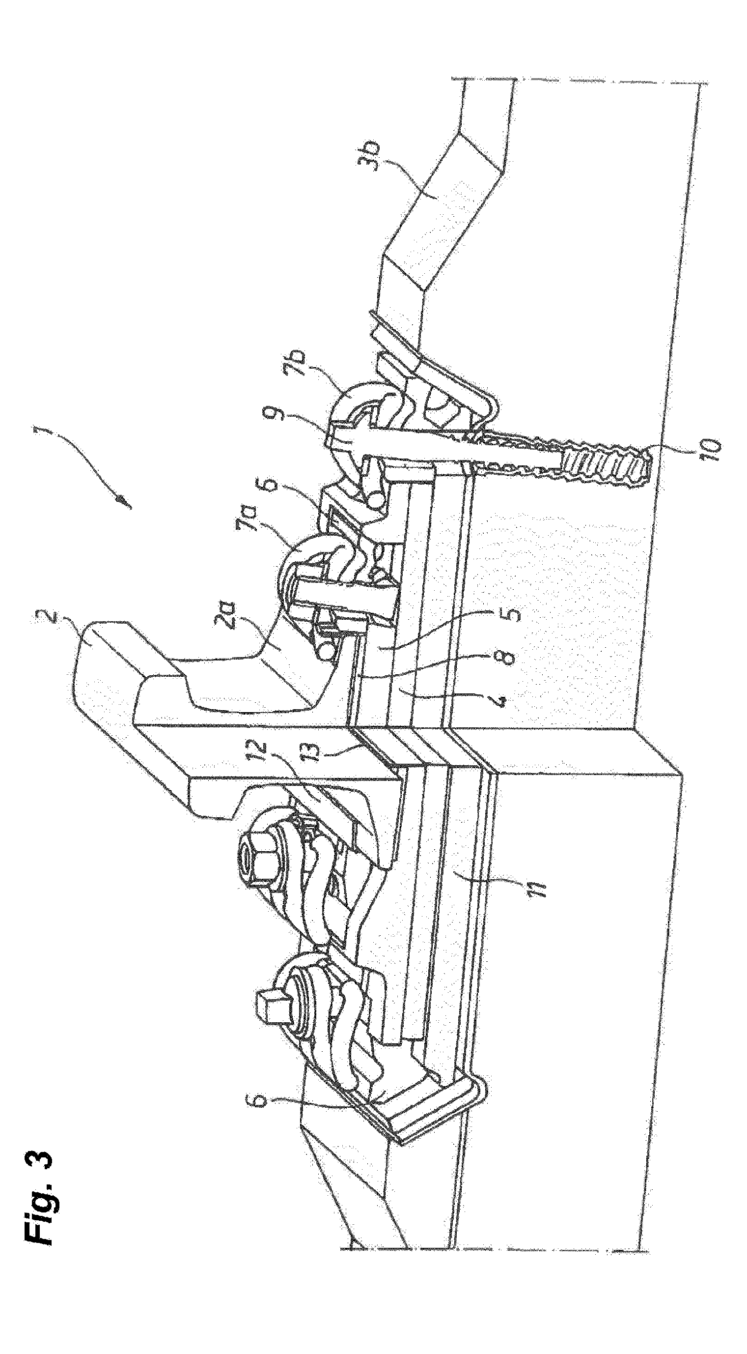 Rail attachment system for junction areas