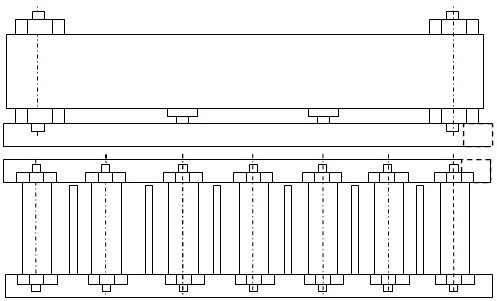 A device for continuous grouping of bamboo beam curtains for bamboo reconstituted timber