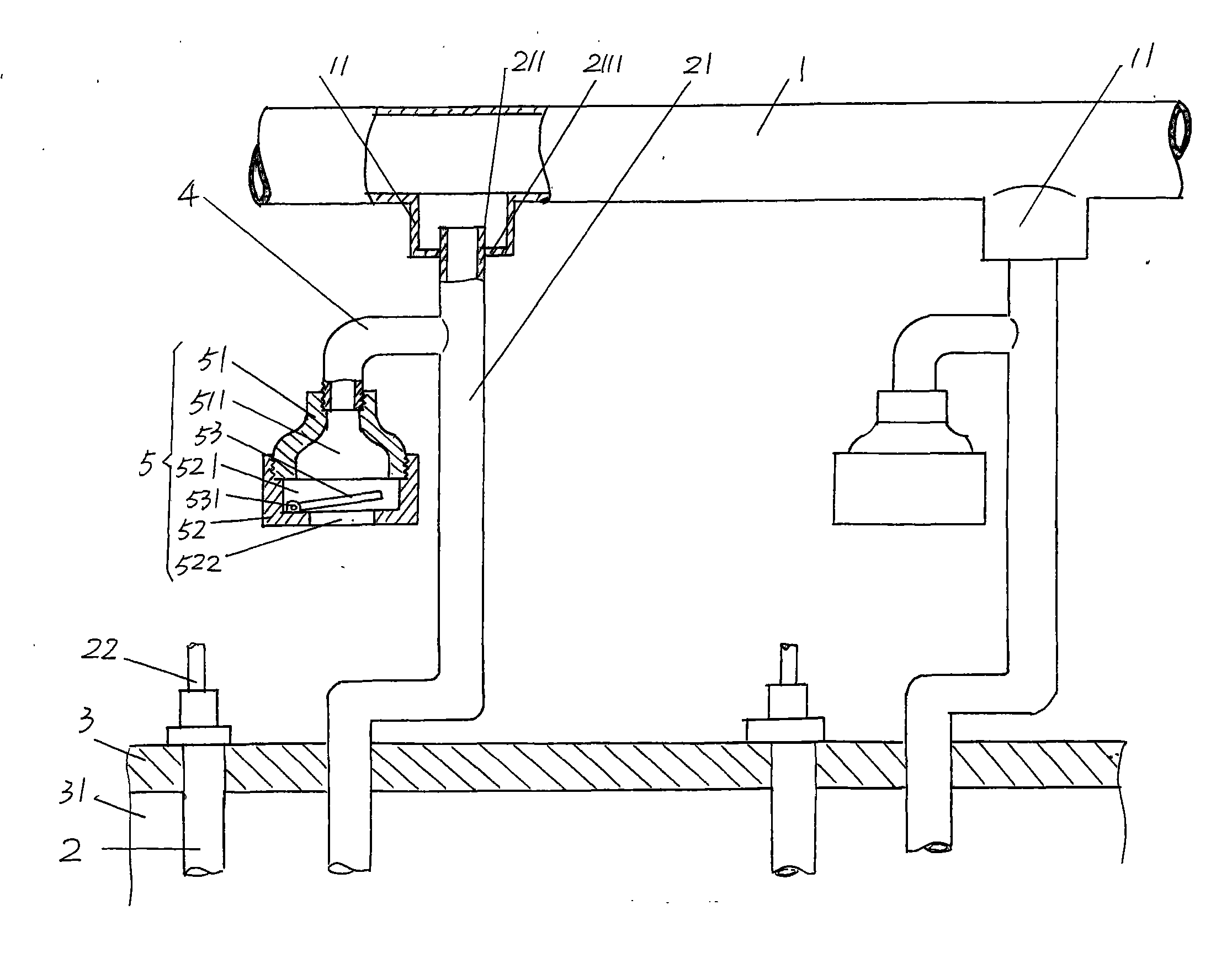 Pressure adjusting device for radiation pipe of heating furnace in production of hot galvanized plates