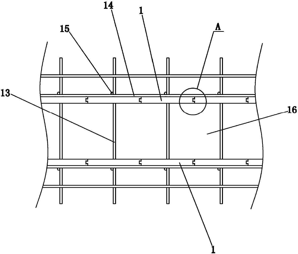 Template erecting method of floor post-cast strip and template used in method