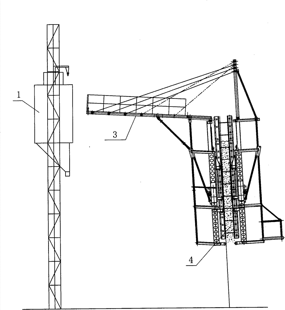 Construction method for chimney wall and special electric jacking flat bridge