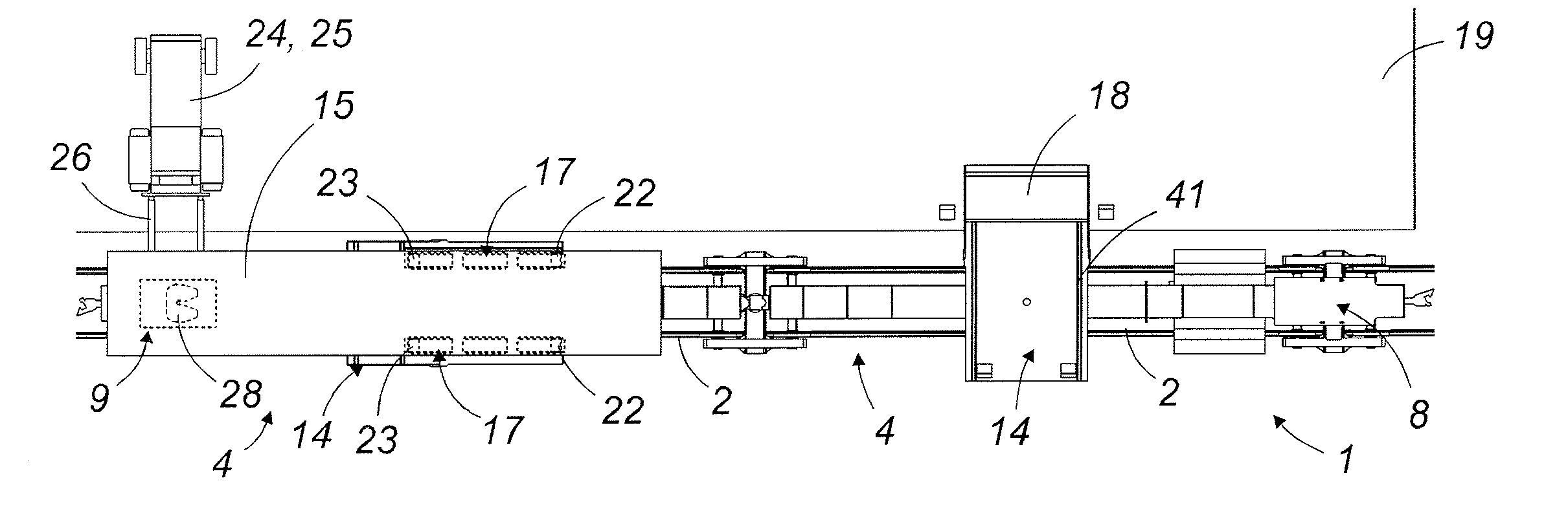 Universal system for the loading/unloading and rail transport of road semitrailers