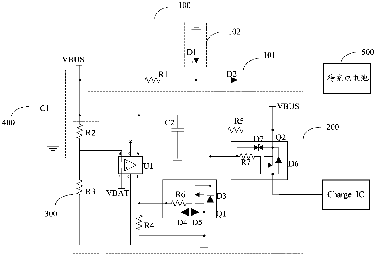 Trickle charging circuit, charger and electronic device