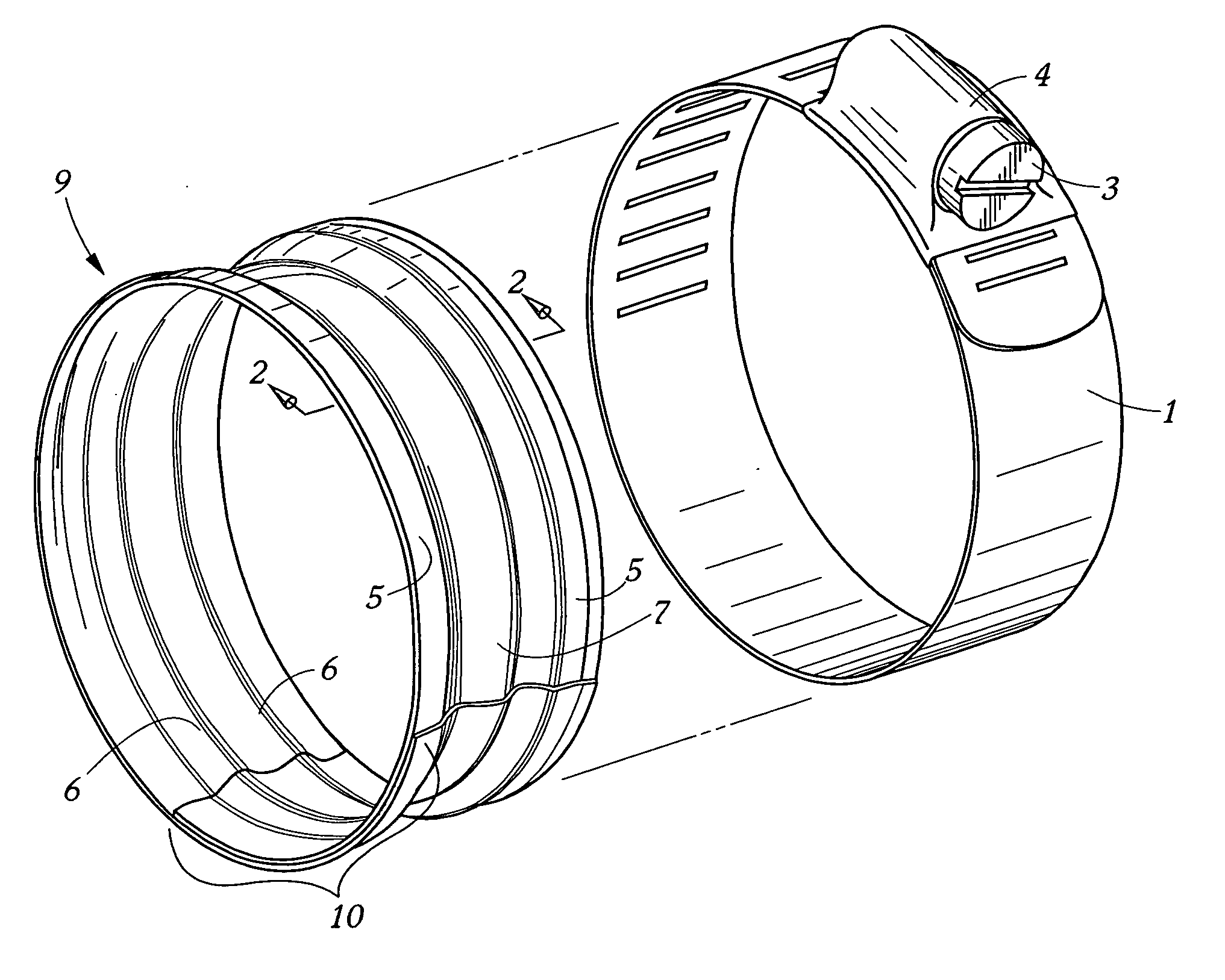 Hose clamp and spring liner