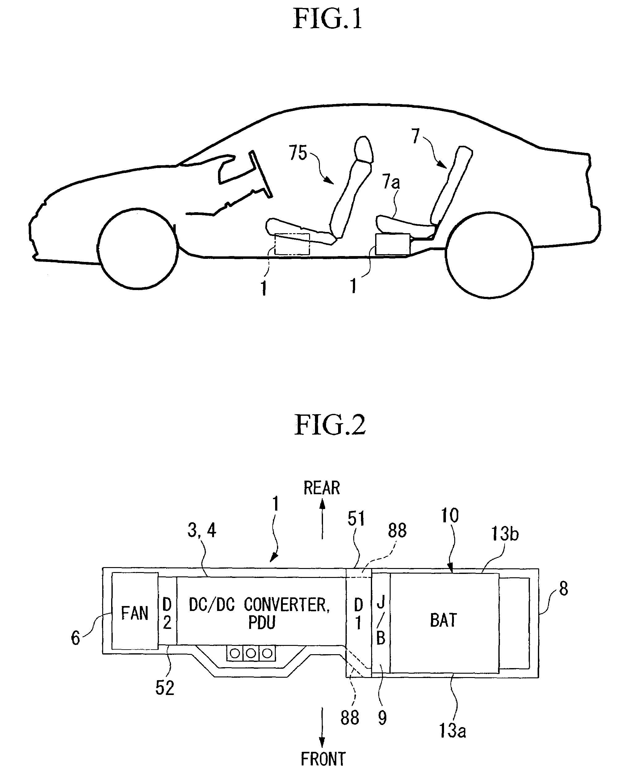 Cooling device high voltage electrical unit for motor of vehicle, and hybrid vehicle