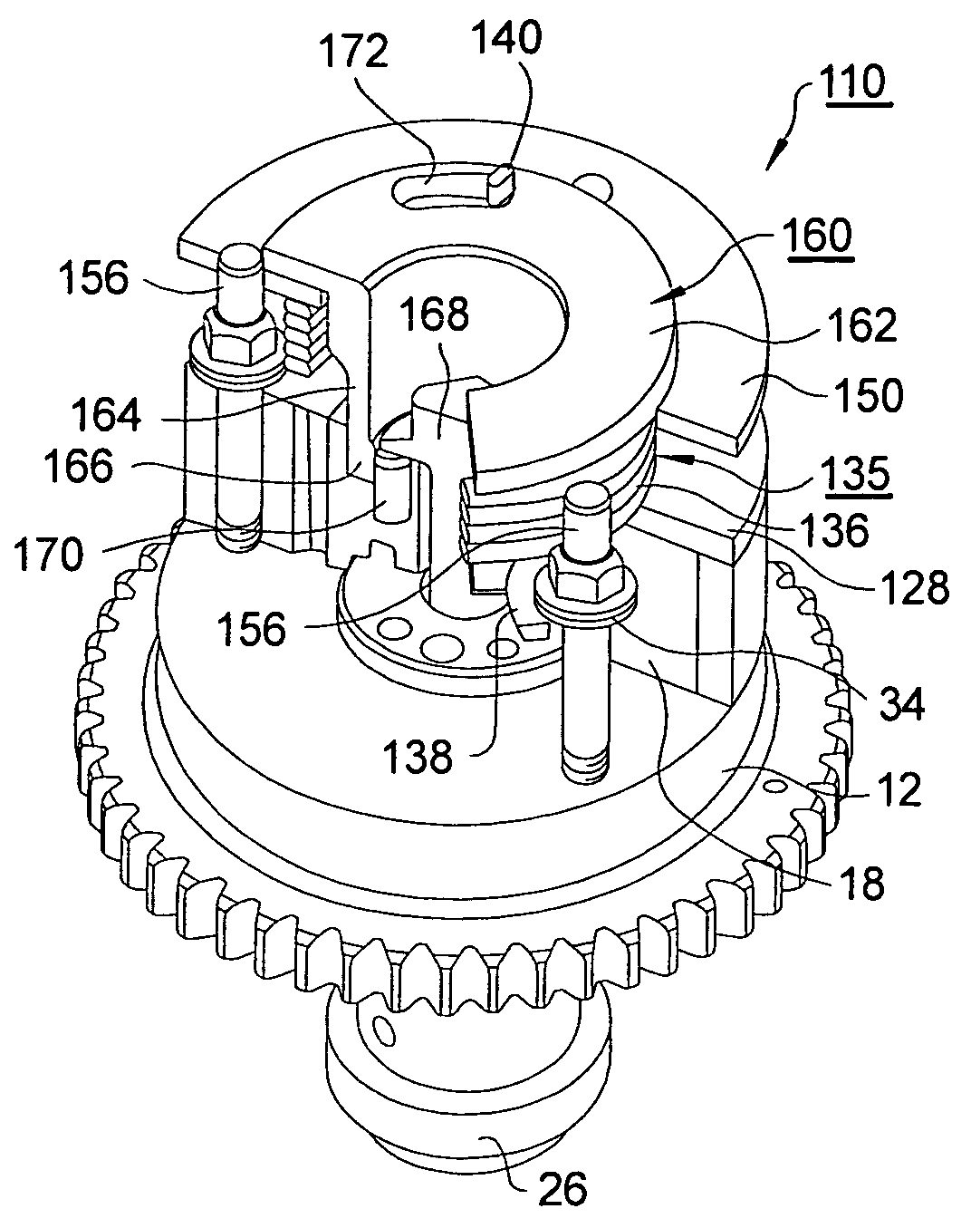 Vane-type cam phaser having bias spring system to assist intermediate position pin locking