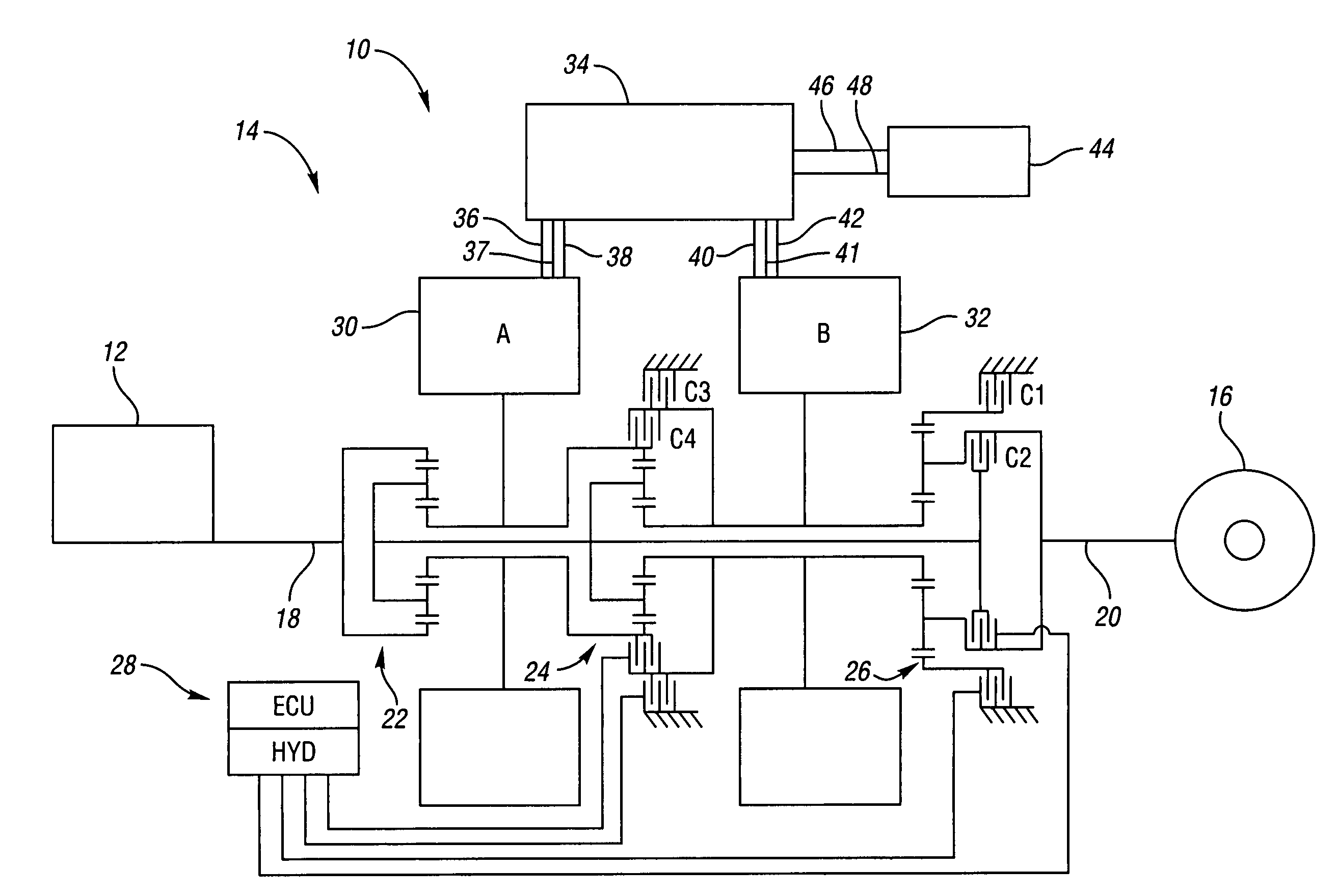 Multiplexed pressure switch system for an electrically variable hybrid transmission