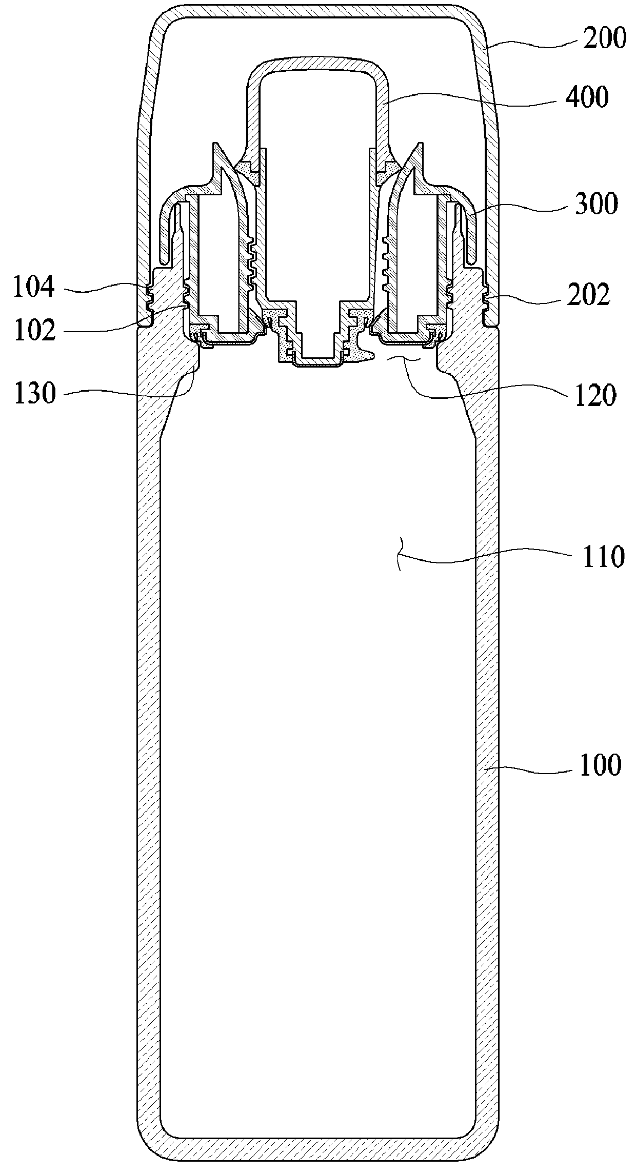 Liquid container having double cap