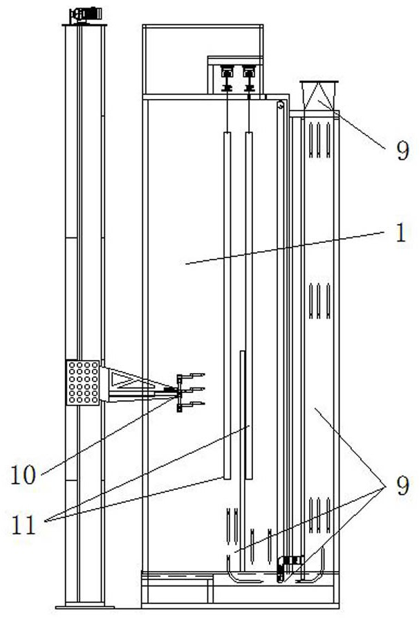 Water-based spraying line coating recycling device