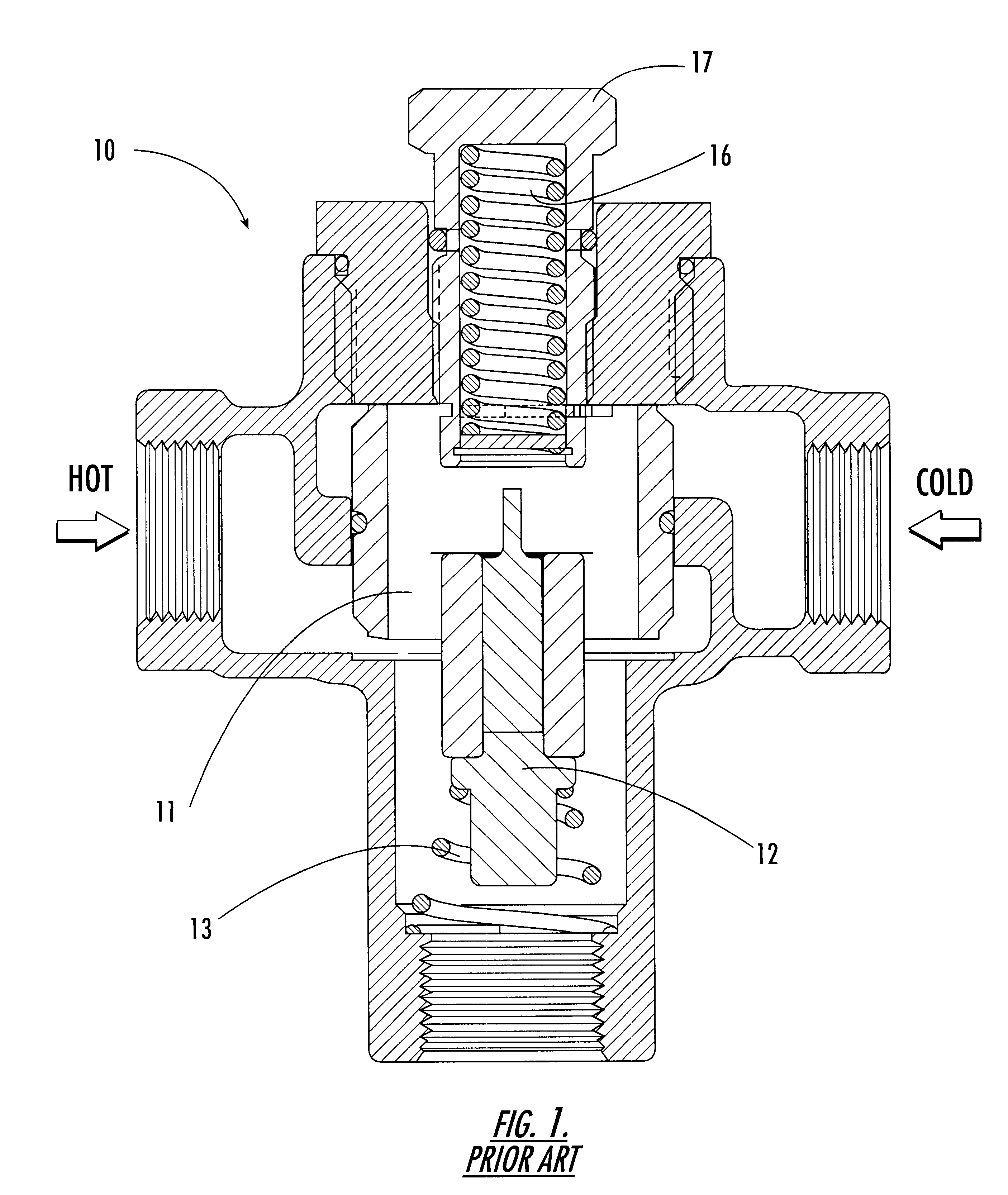 Temperature-responsive mixing valve