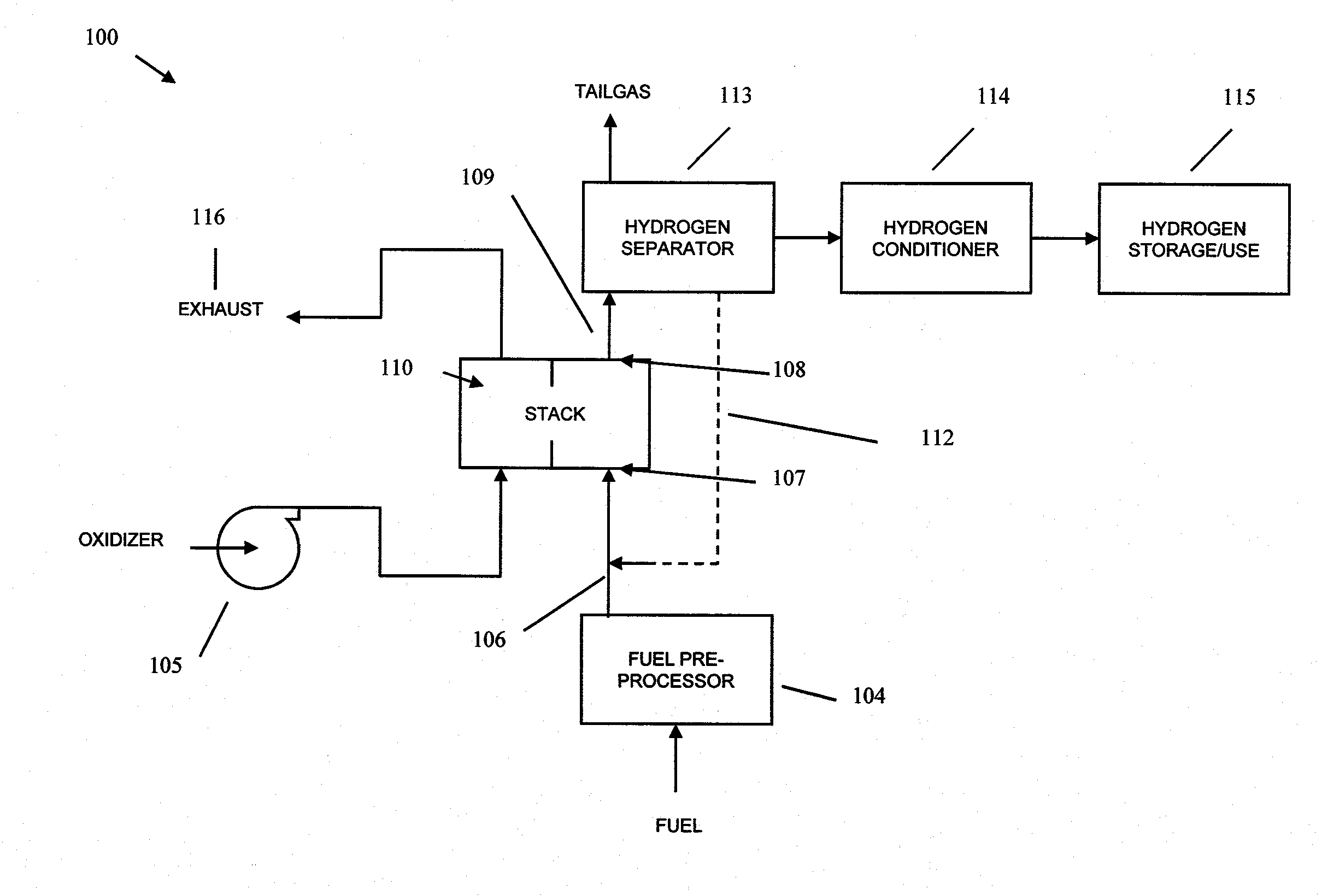 Low pressure hydrogen fueled vehicle and method of operating same