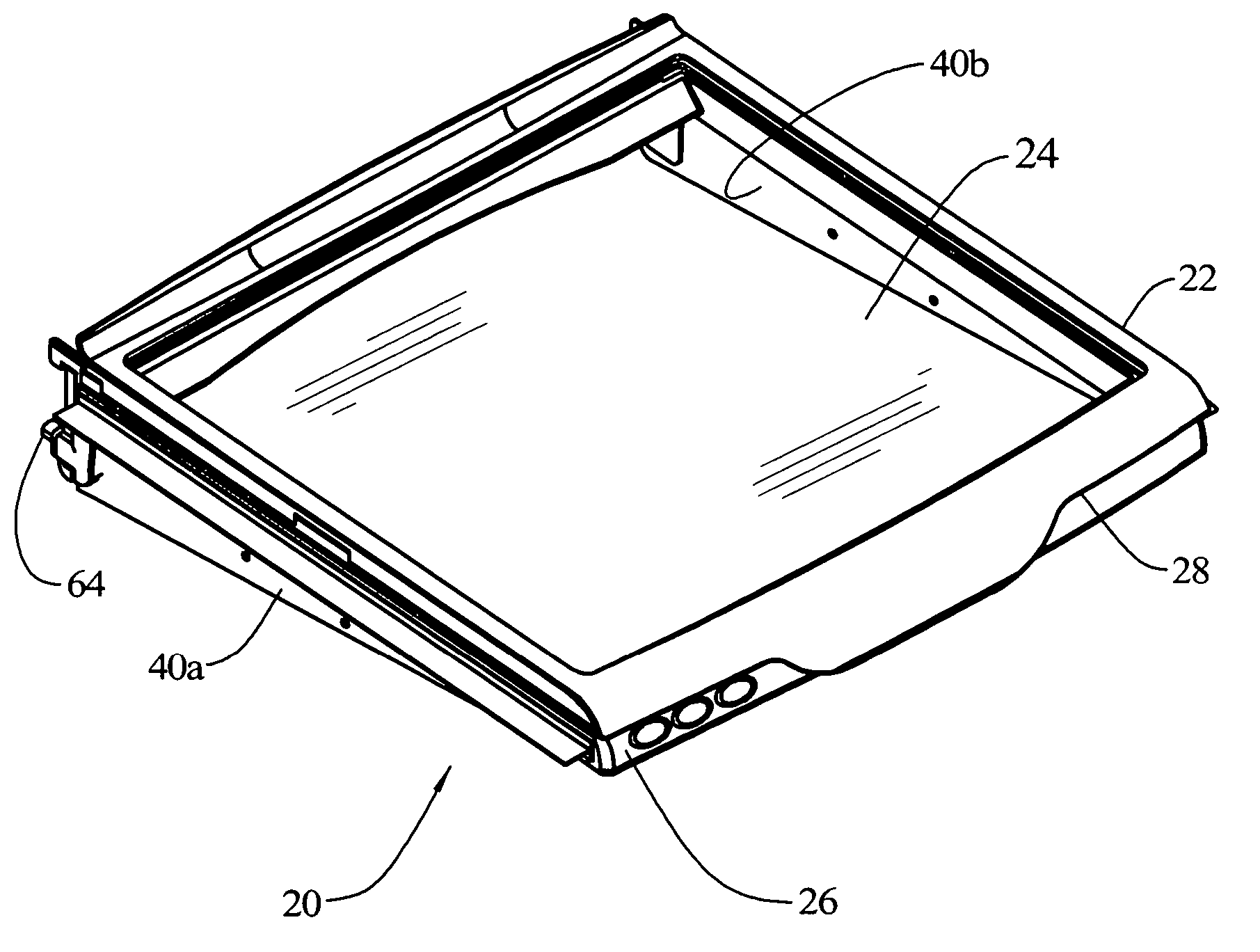 Encapsulated sliding shelf and over-molded frame