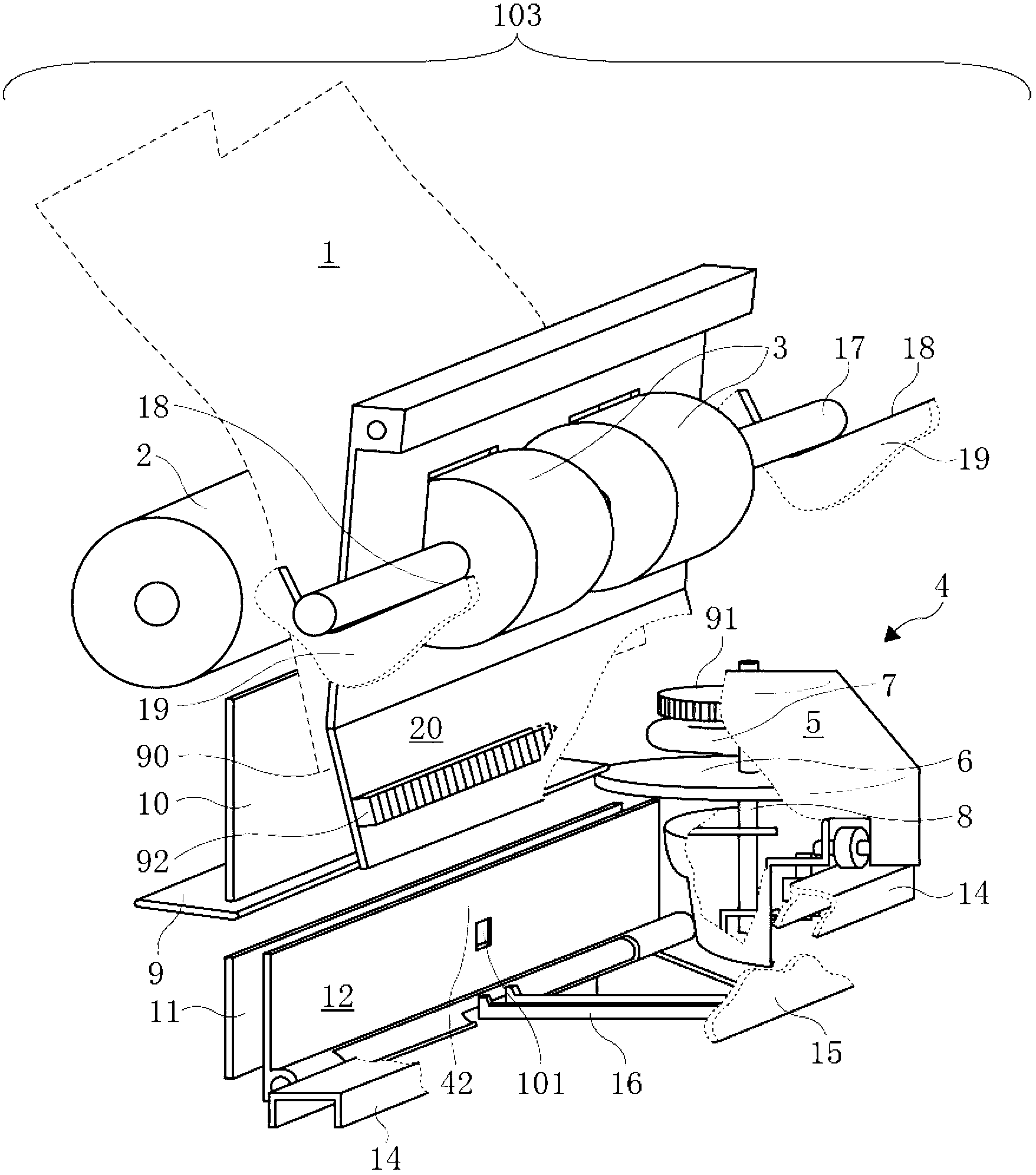 Product roll cutting and handling mechanism and method