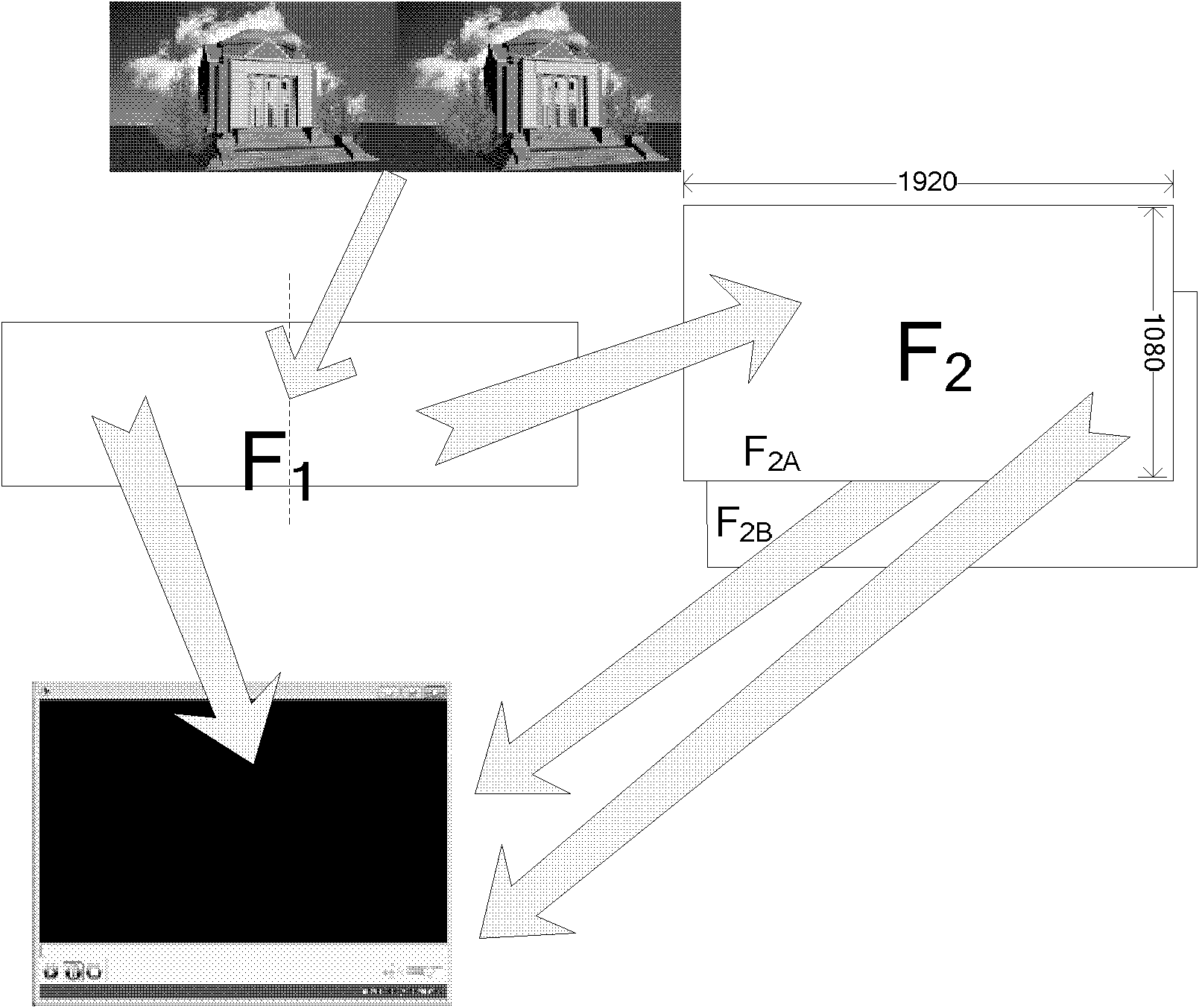 Line-staggered and tessellated rendering method and device for three-dimensional video