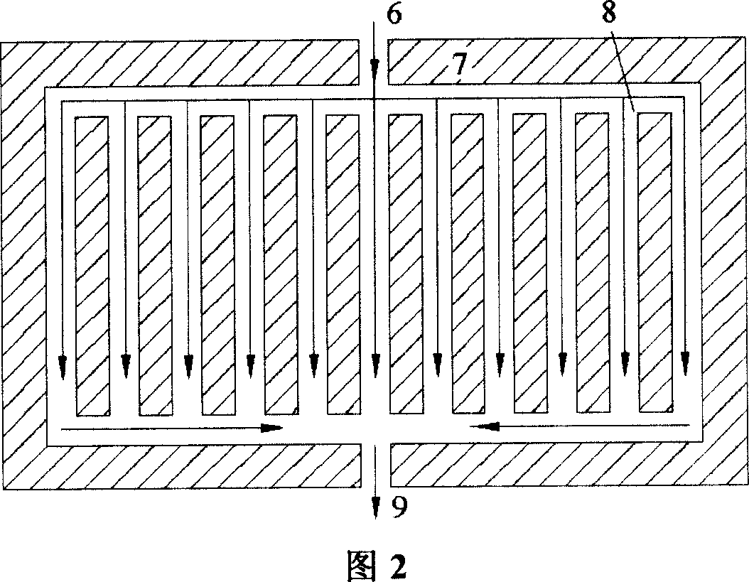 Proton exchange membrane fuel cell interdigited parallel combined flow field