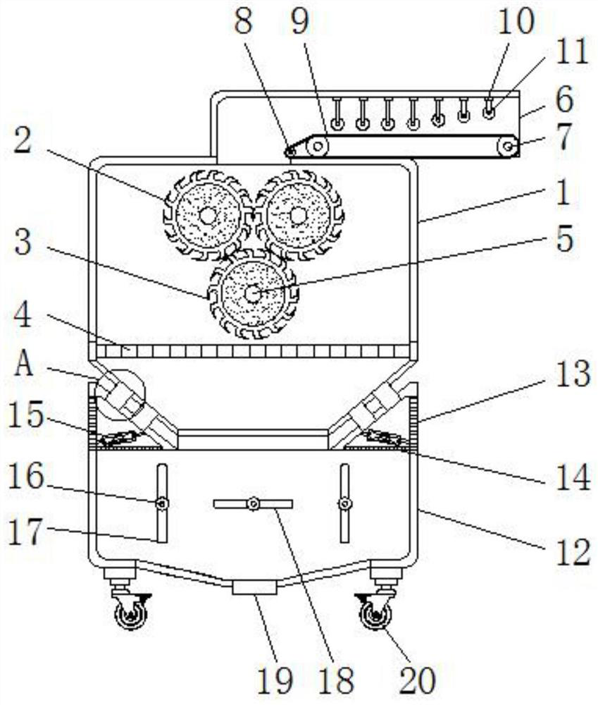 An extrusion-cutting pulverizing device for biomass energy raw materials that is easy to store