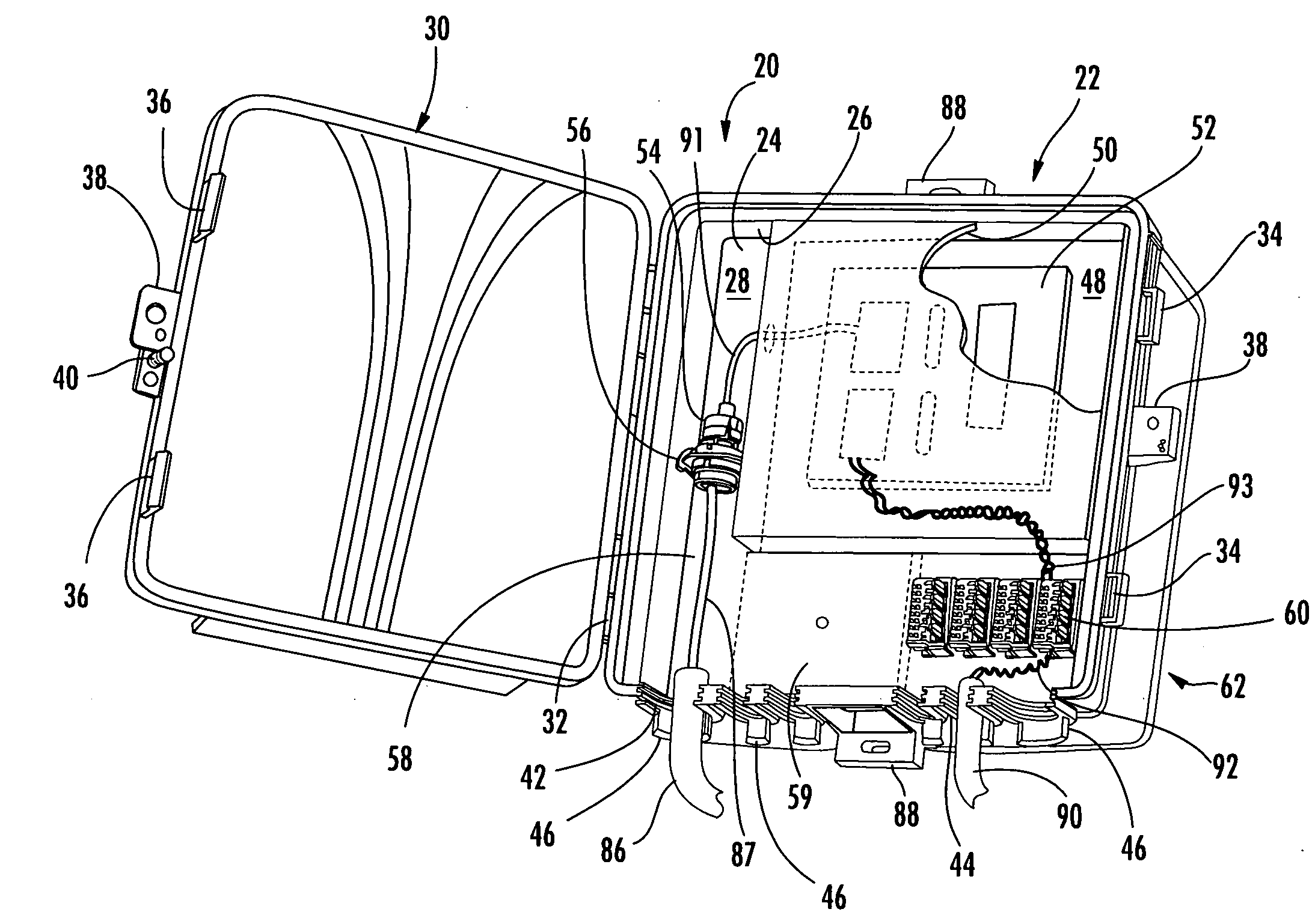 Network interface device having integral slack storage compartment