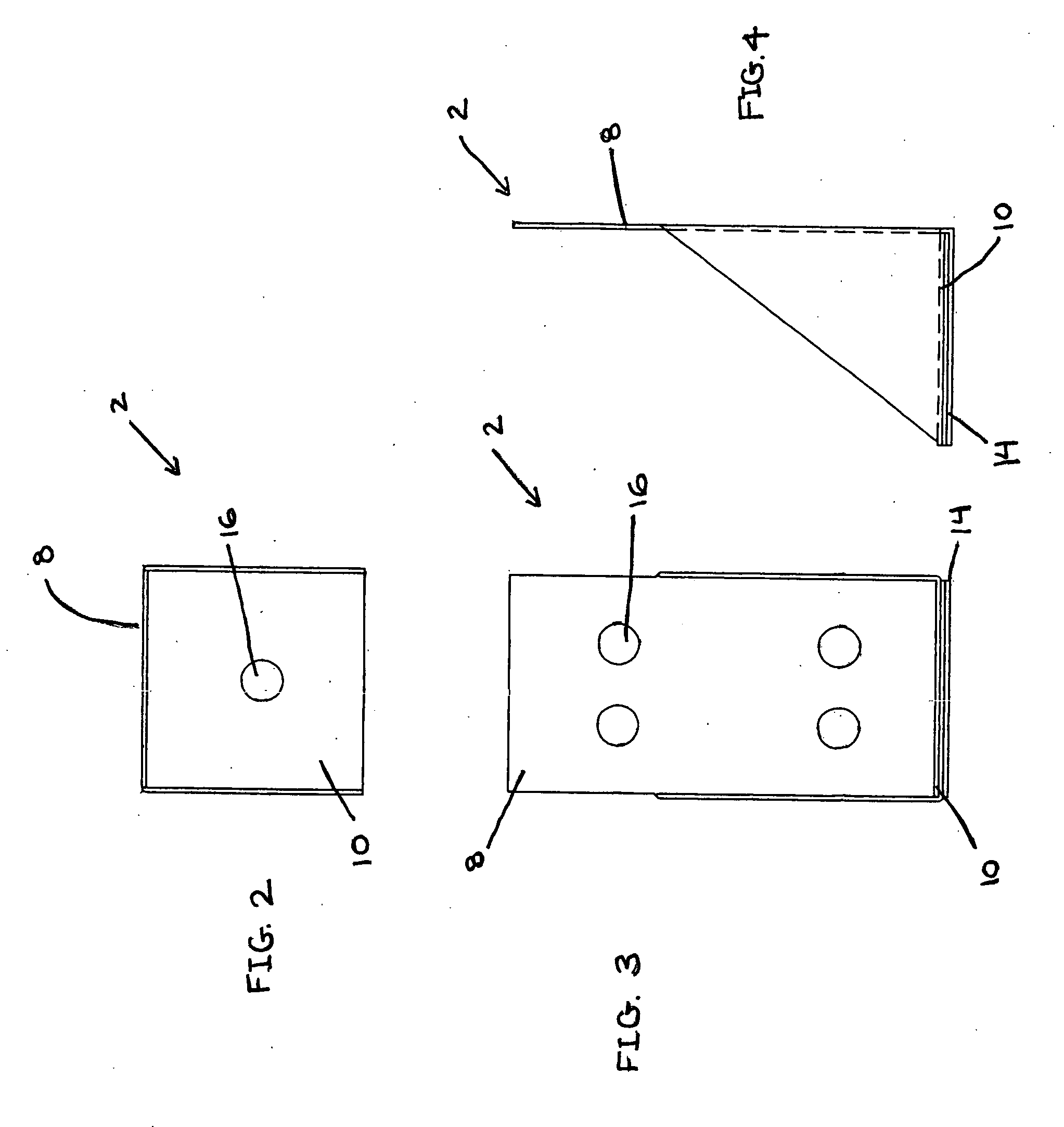 Bracket having a three-layered base