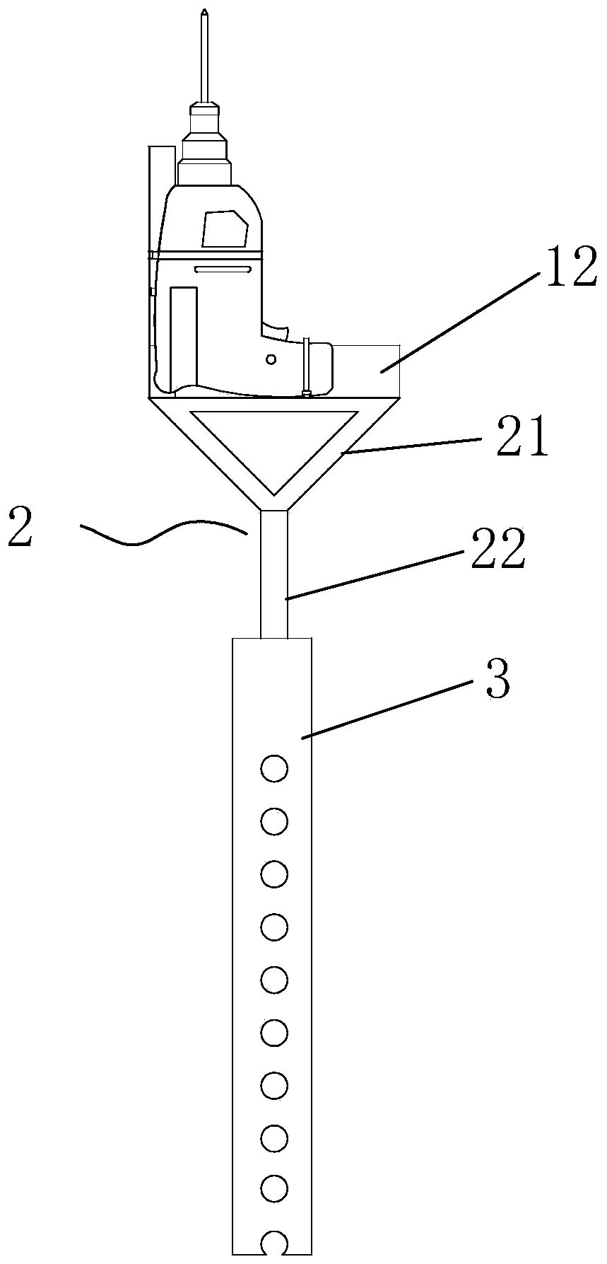 Drilling machine support device structure and construction method thereof