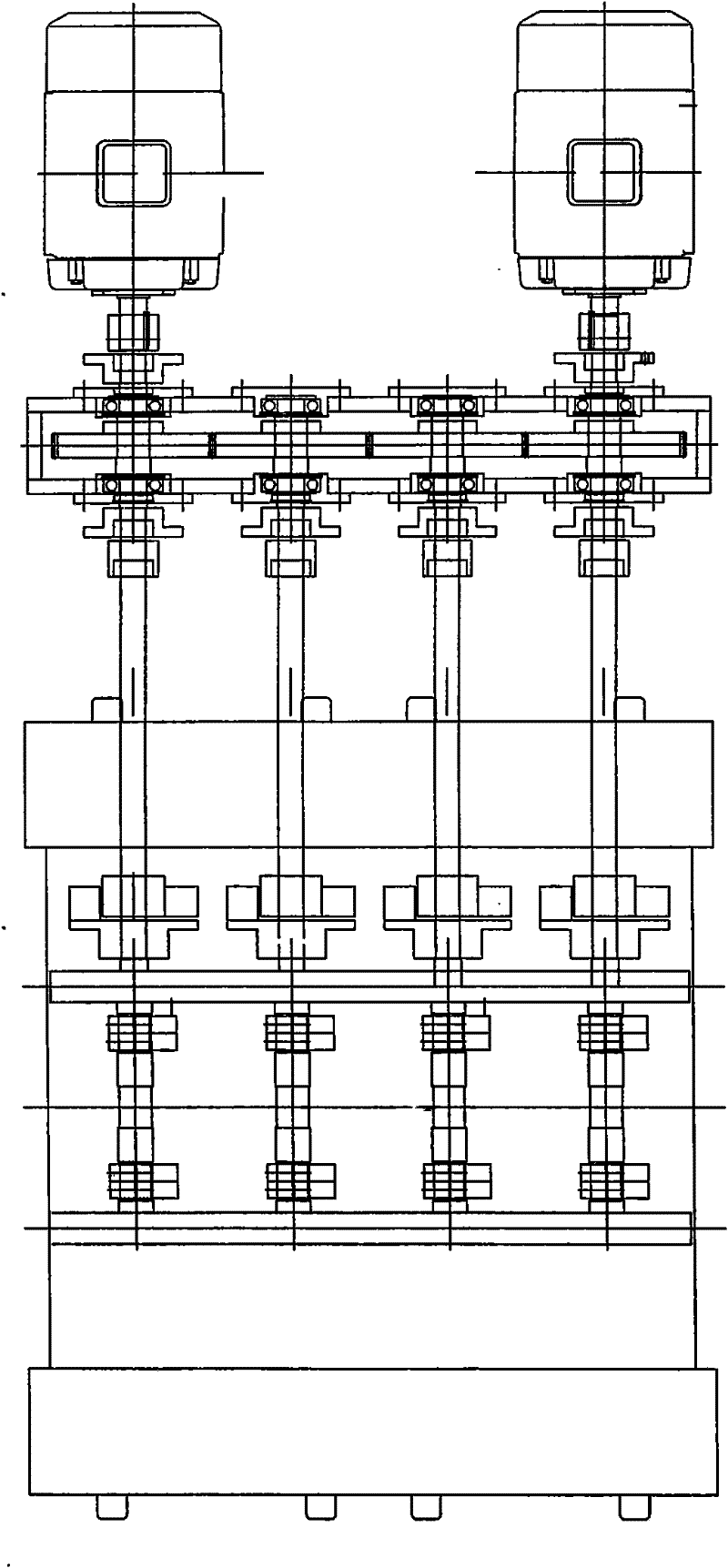 Four-axis synchronous powerful vibration excitation device used for automatic block moulding machine