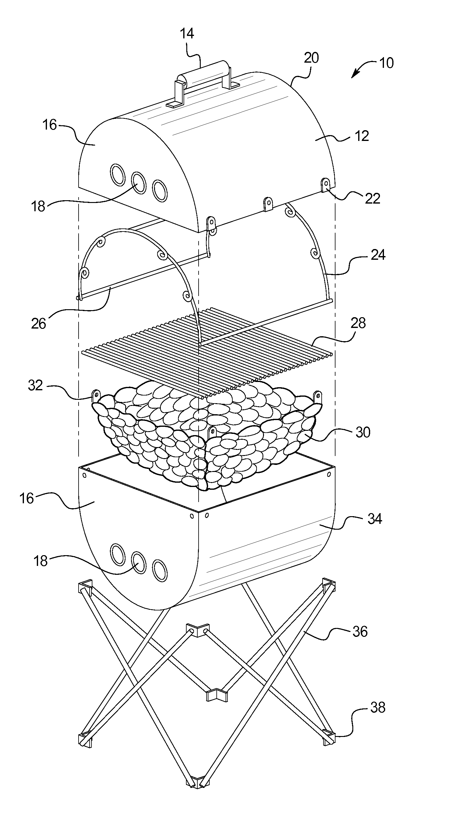 Portable collapsible cooking grill