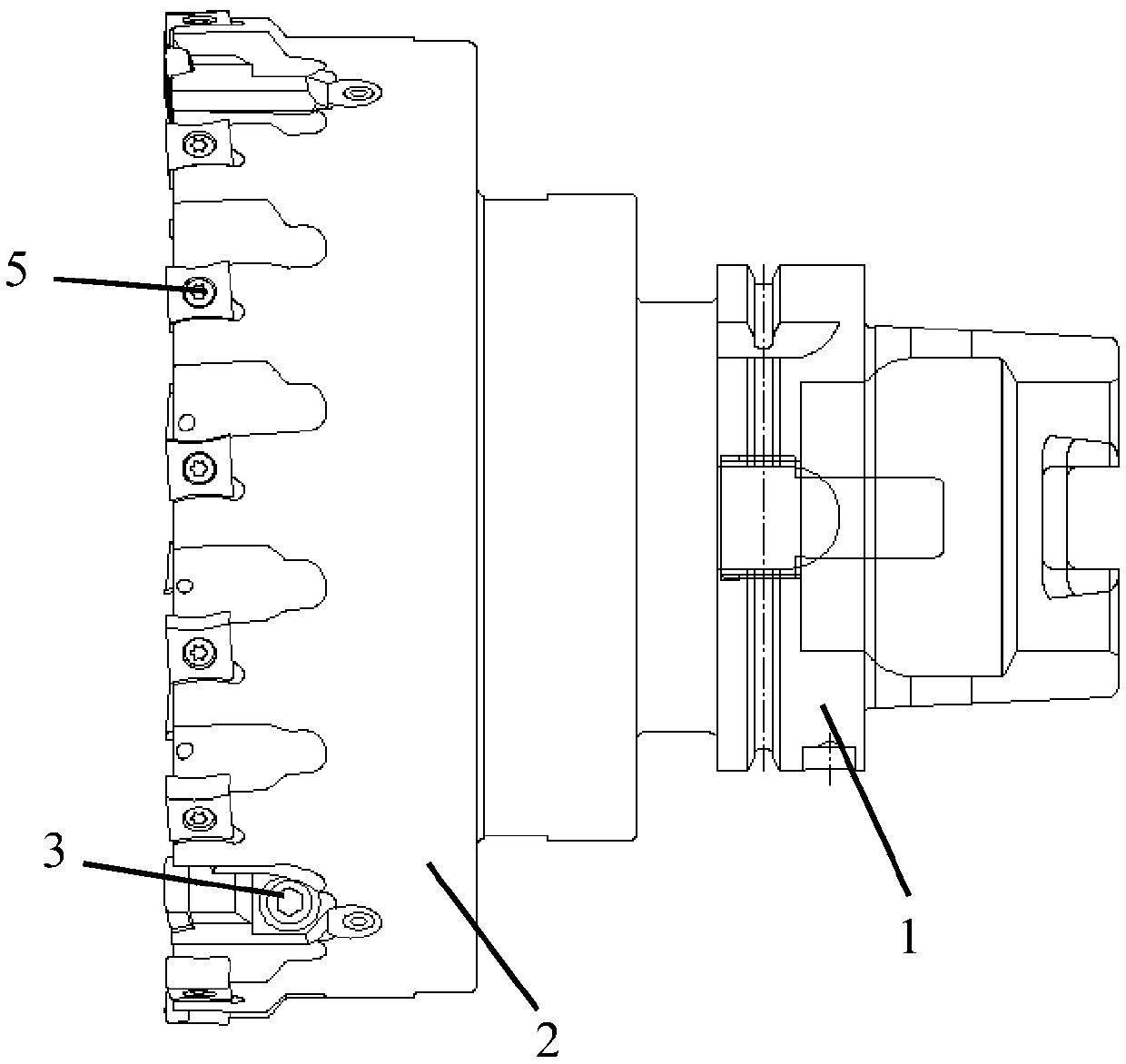 Vertical disc milling cutter device and reverse milling method thereof