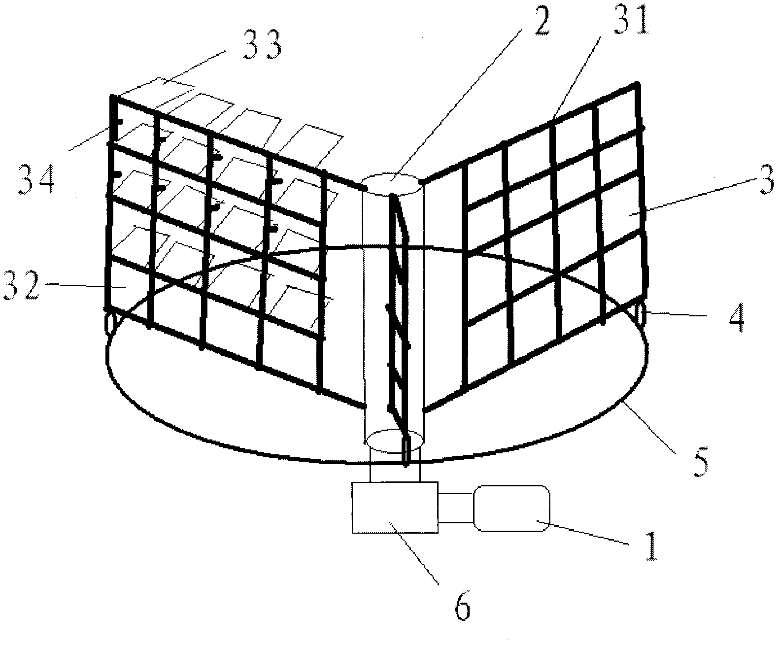 Vertical axis wind power generation system with unidirectional-opening type blades