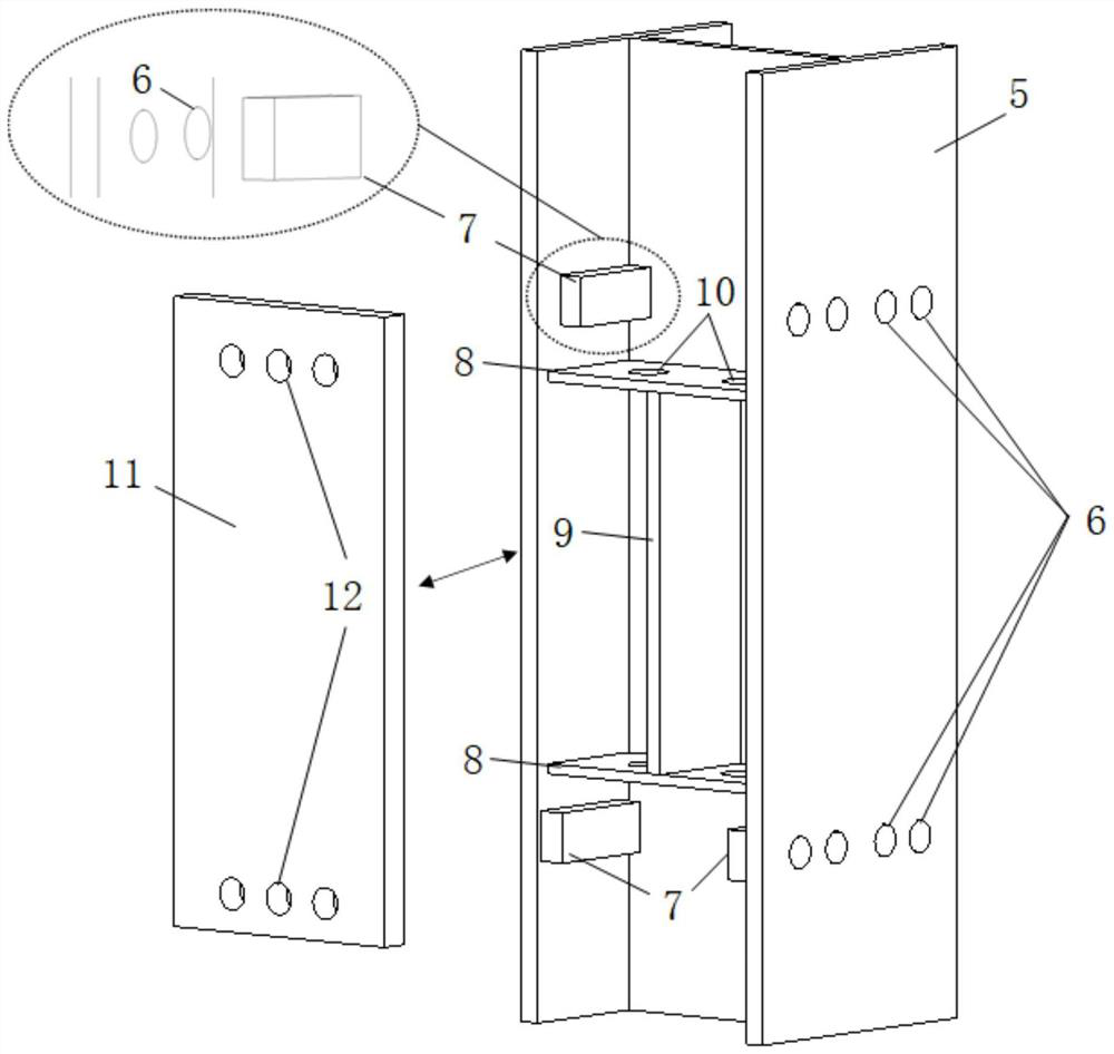 Beam-column joint for prefabricated PEC structure system and preparation method