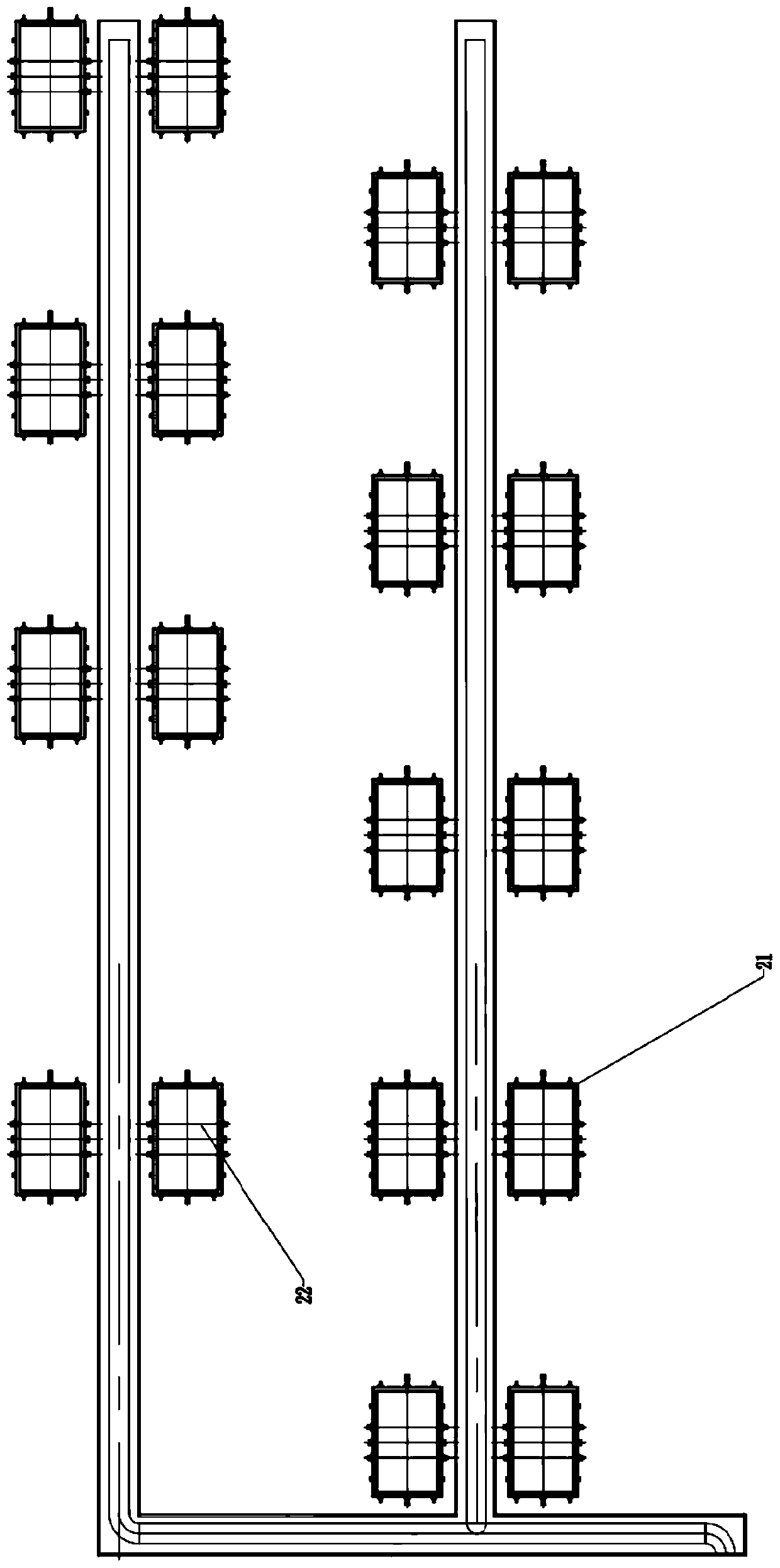 F-shaped molding production line, F-shaped molding production method and V technique casting method