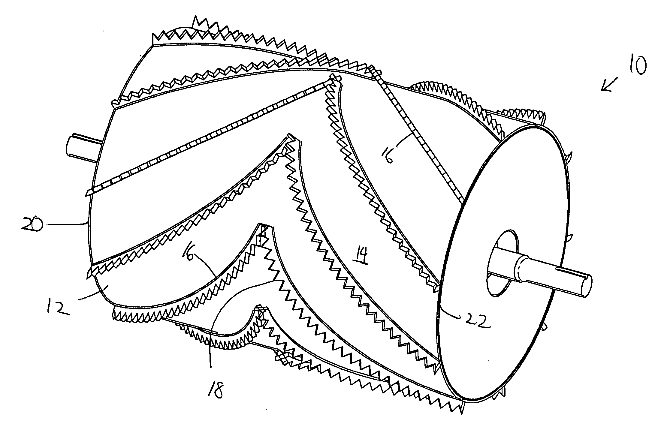 Angled toothed feed drum for hammermill