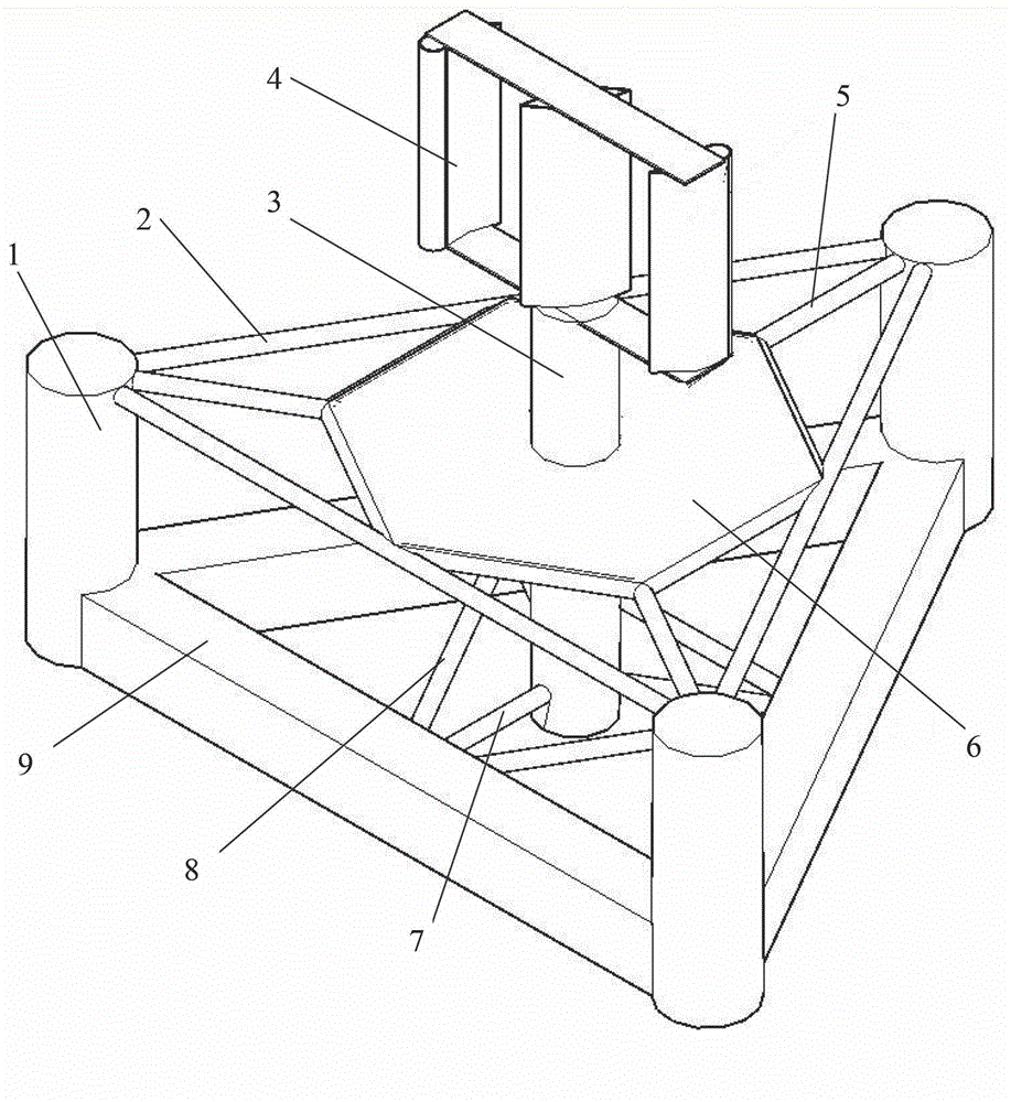 Floating foundation of offshore wind-driven generator