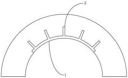 Specific curved pre-buried chute bearing assembly