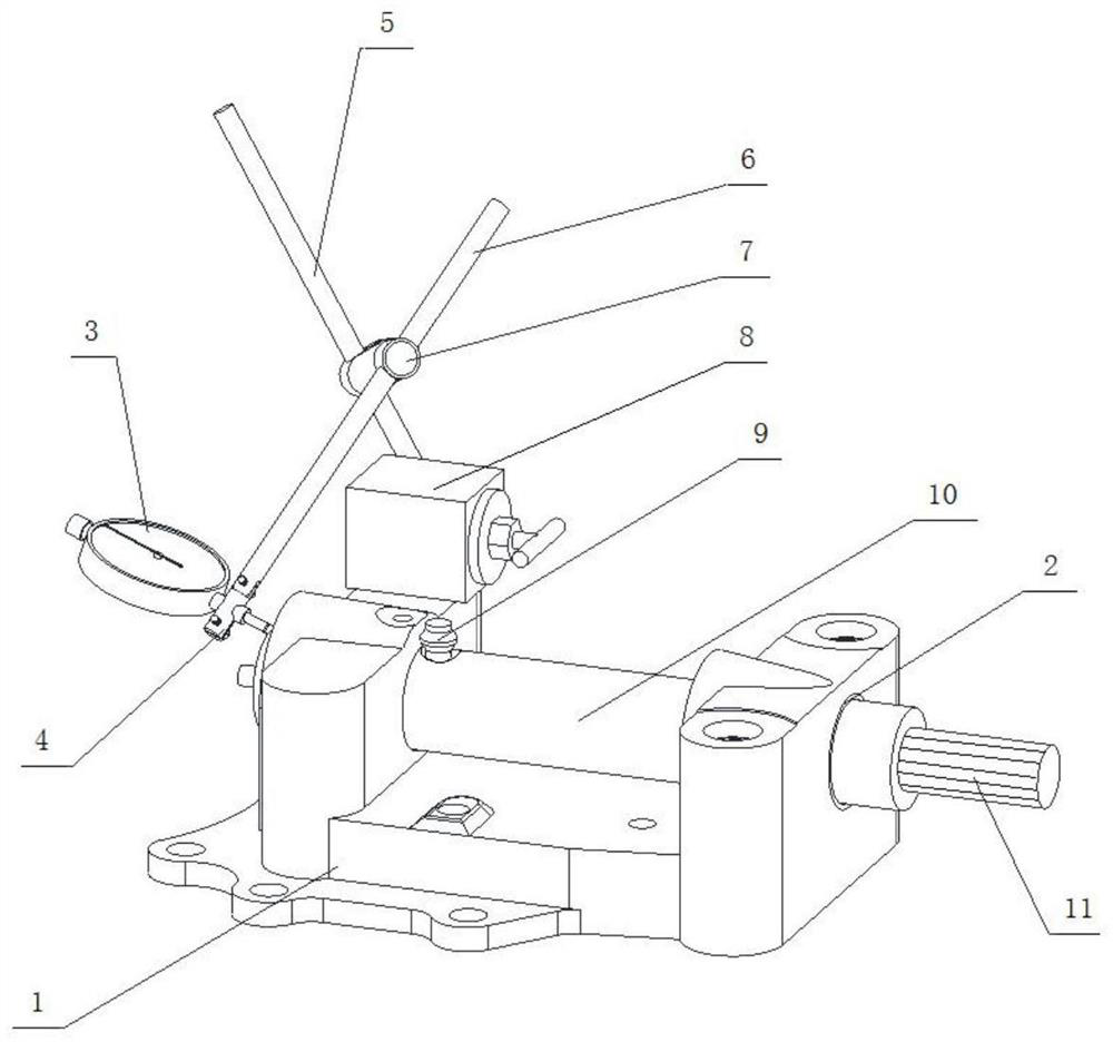 A device for detecting runout of the inner end surface of the steering knuckle king pin hole