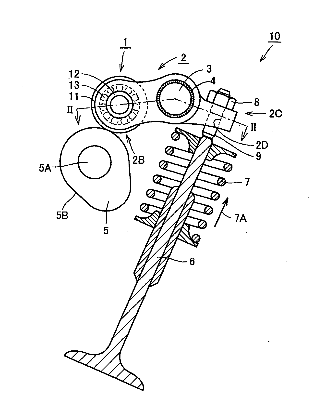 Roller follower, valve train, induction hardening apparatus, method of heat treatment of shaft member, method of manufacturing shaft, and shaft