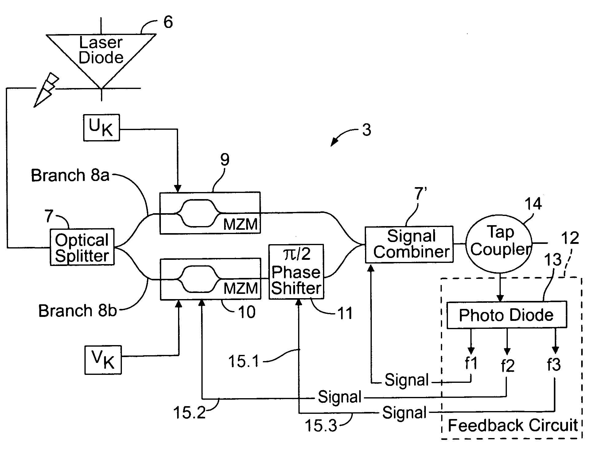 Fiber optical transmission system, transmitter and receiver for DQPSK modulated signals and method for stabilizing the same