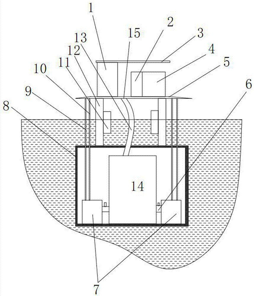 Suspension device for intensive treatment of domestic sewage of waterborne constructions