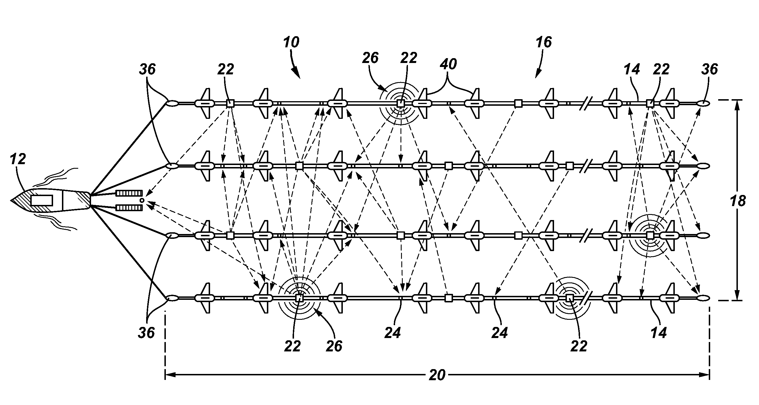 Depth sounding by acoustic pingers in a seismic spread