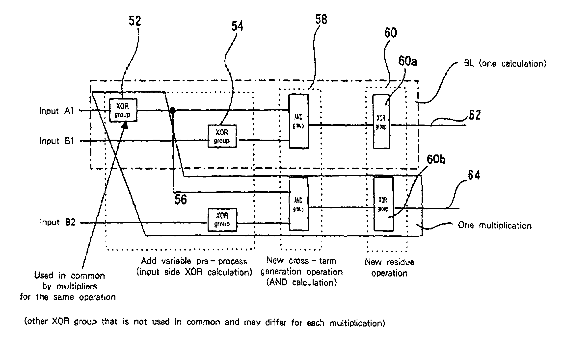 Combinational circuit, and encoder, decoder and semiconductor device using this combinational circuit