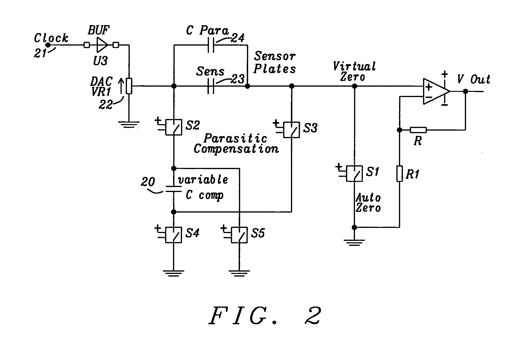 Compensation of parasitic capacitances of capacitive sensors